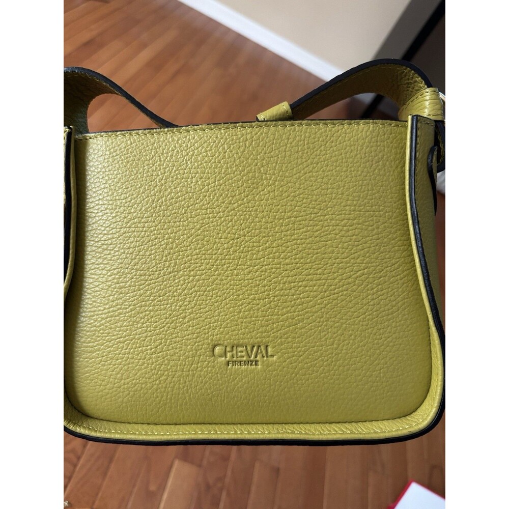 Cheval Firenze Pebbled Light Green Leather Handbag Italy